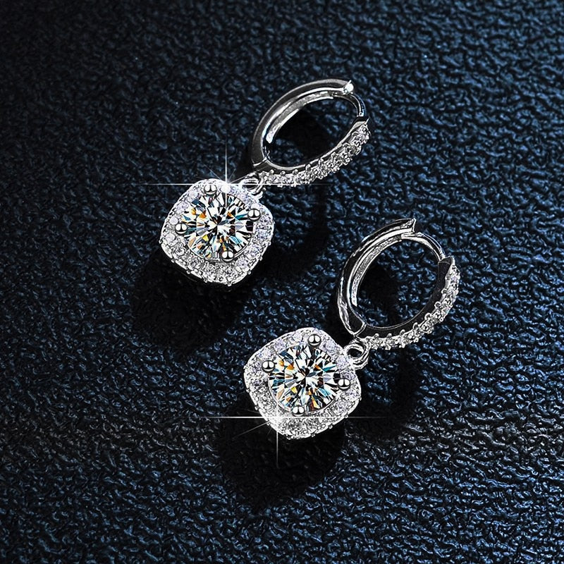 925 Silver Zirconia Pave Hoop Pendant Earrings