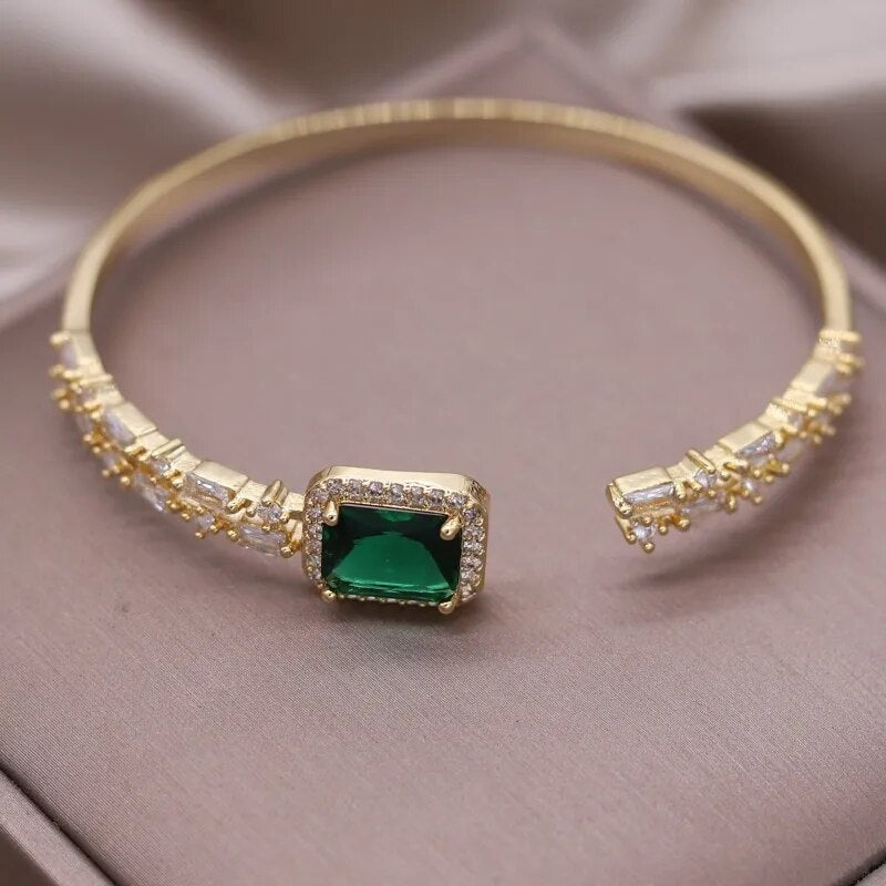 14k Gold-Plated Emerald & Cubic Zirconia Bracelet