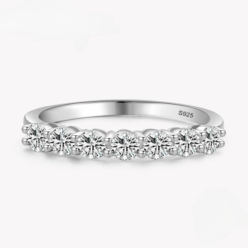 925 Silver Half Eternity Ring with Zirconia