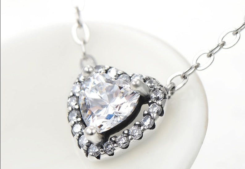 925 Sterling Silver Double Heart Zirconia Necklace