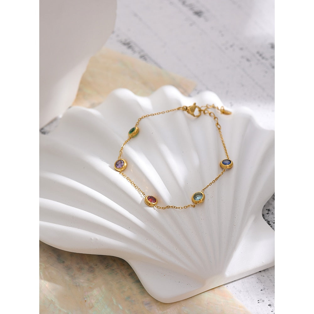 18k Gold Plated Circular Zirconia Bracelet