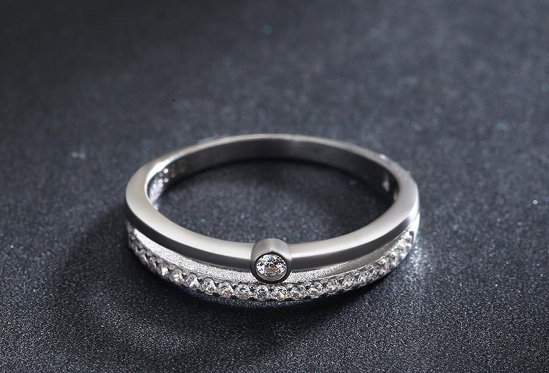 925 Sterling Silver Double Cubic Zirconia Ring