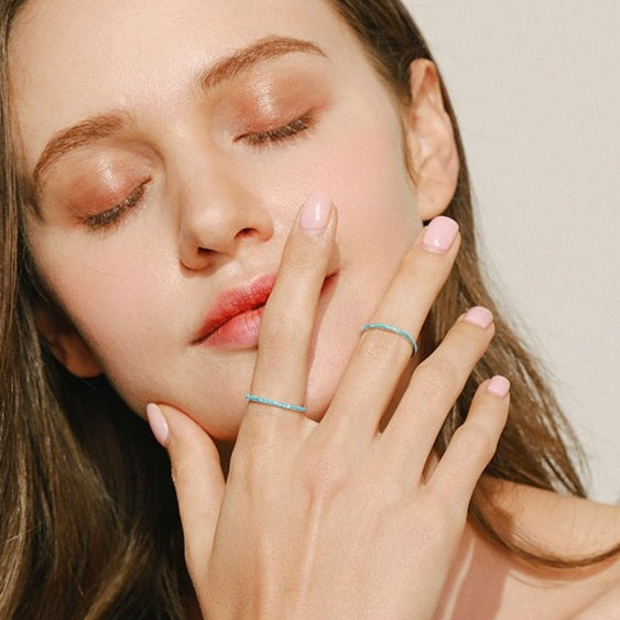 925 Sterling Silver Pavé Turquoise Ring