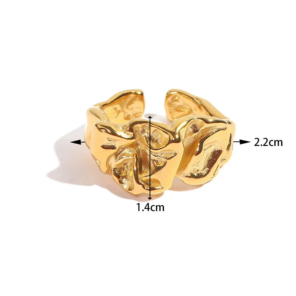 18k Gold-Plated Adjustable Minimalist Lava Texture Ring