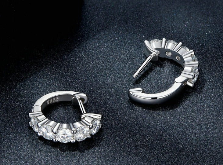 925 Sterling Silver Zirconia Hoop Earrings