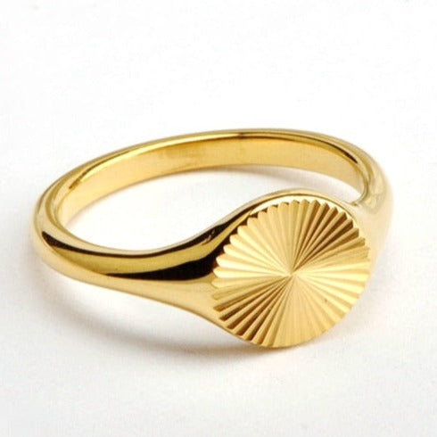 18k Gold Plated Minimalist Round Textured Ring