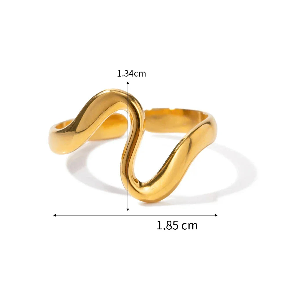 18k Gold-Plated Minimalist Wave Ring