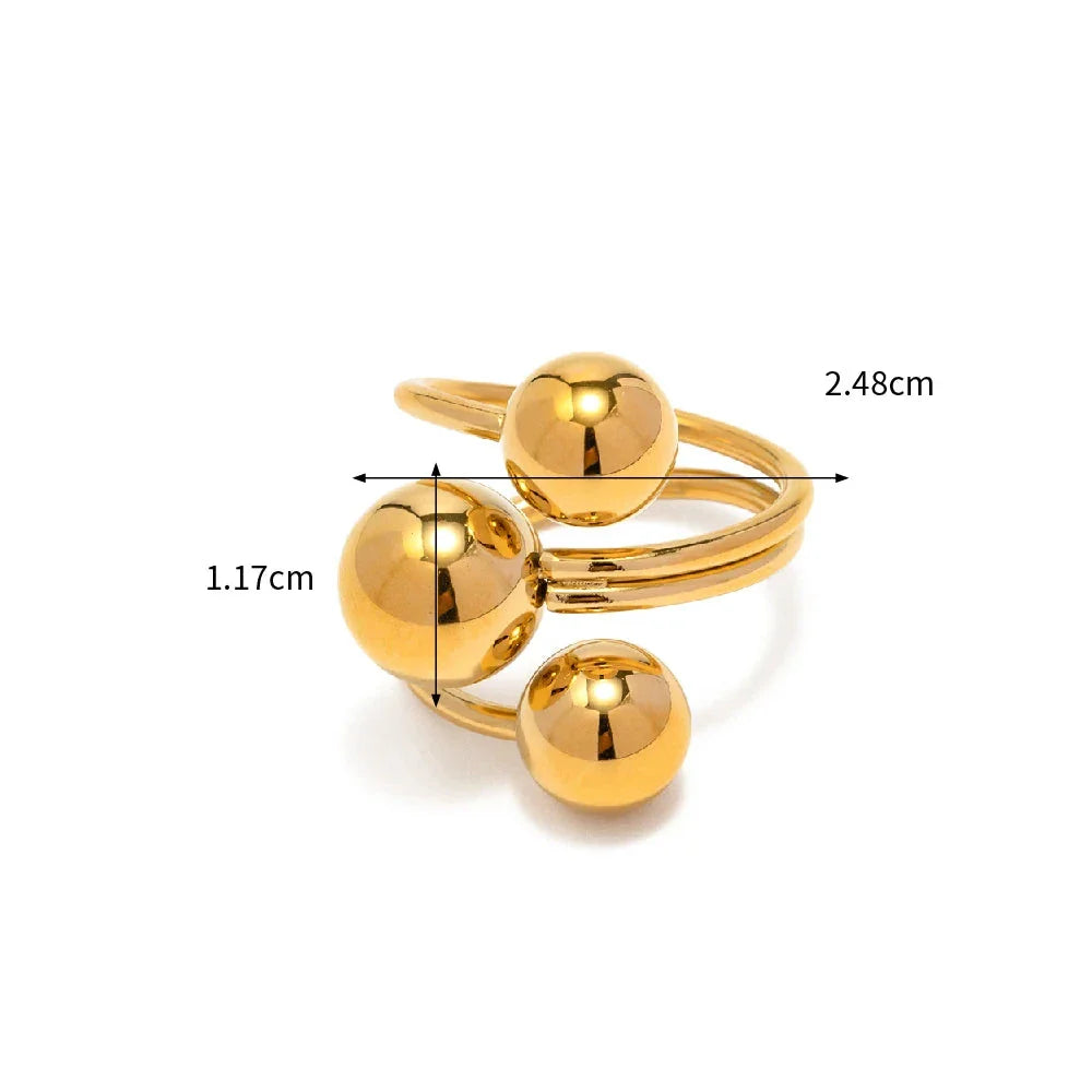 18k Gold-Plated Sophisticated Three Spheres Ring