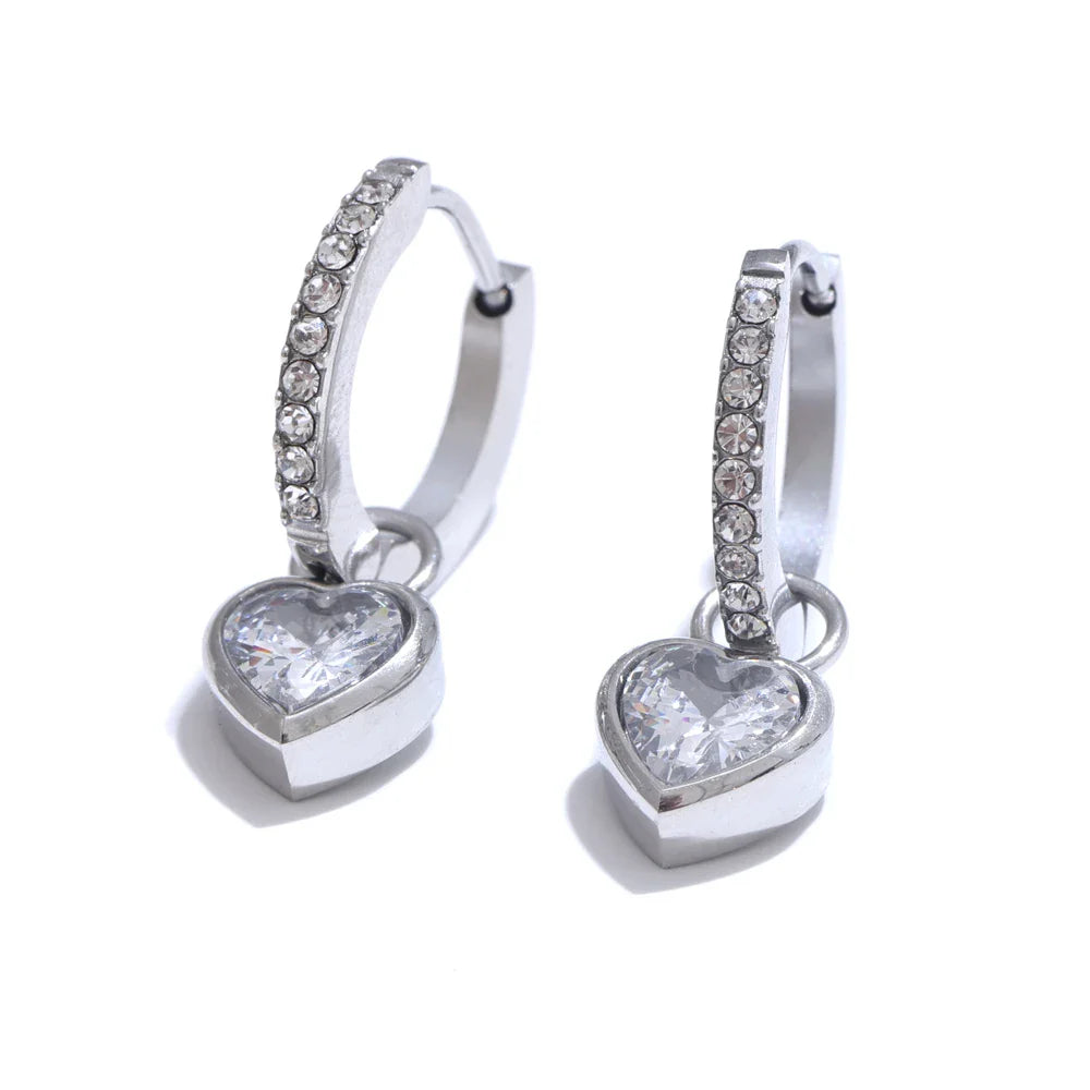 18k Gold-Plated Heart Earrings with Zirconia Pavé