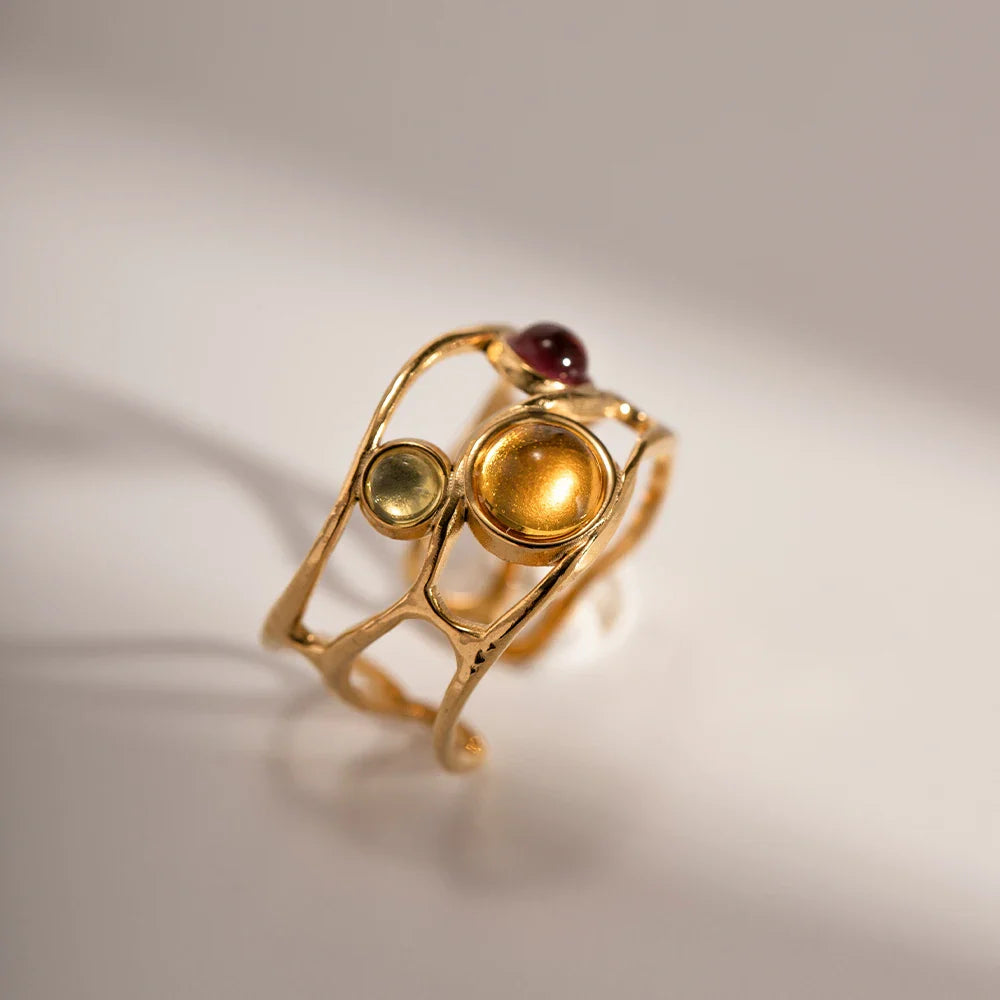 18k Gold-Plated Adjustable Minimalist Playful Resin Ring
