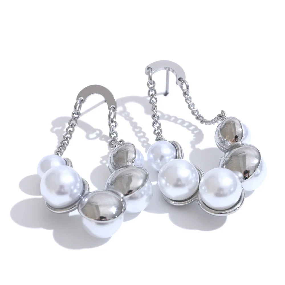 18k Gold-Plated Twisted Pearl Earrings