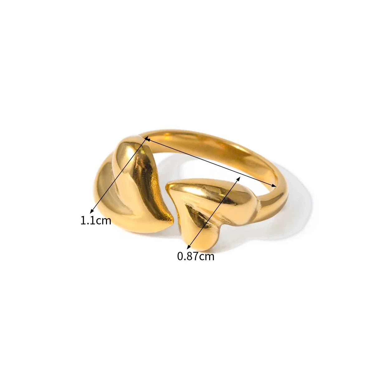 18k Gold-Plated Minimalist Double Heart Ring