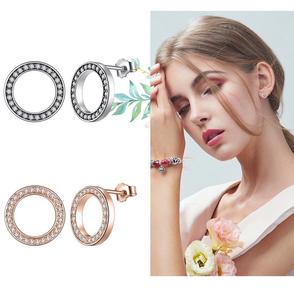 925 Sterling Silver Cycle Zirconia Earrings