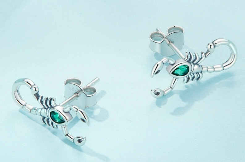 925 Sterling Silver Scorpion Zirconia Earrings