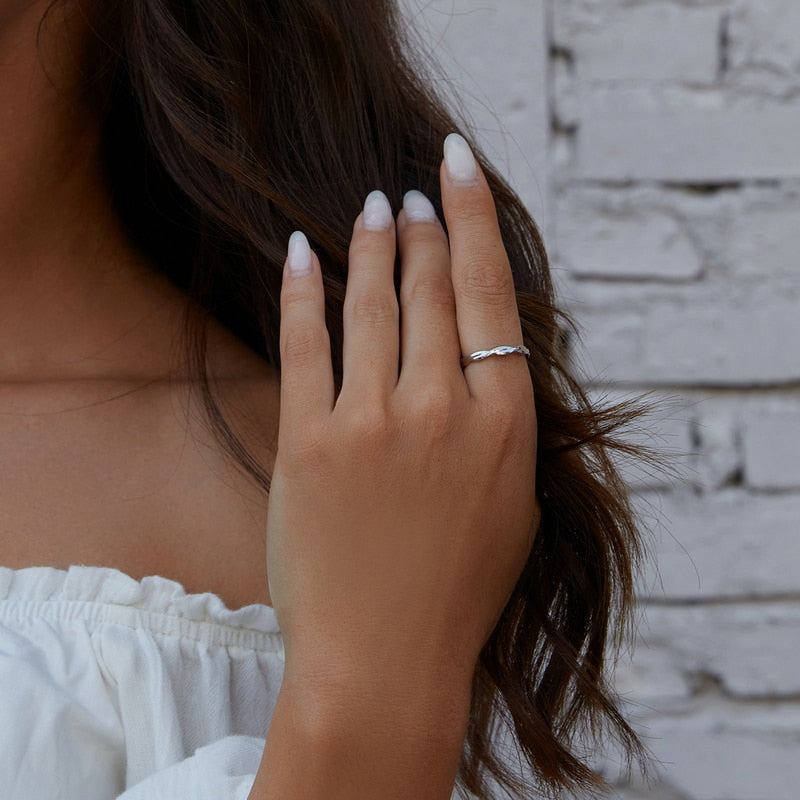 925 Sterling Silver Twist Zirconia Ring