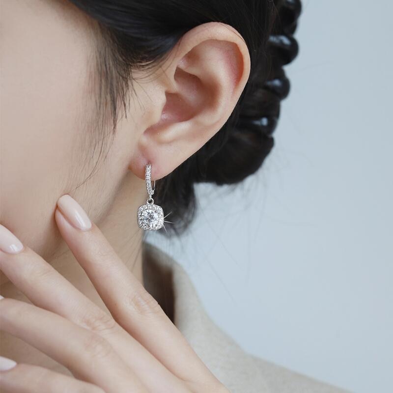 925 Silver Zirconia Pave Hoop Pendant Earrings