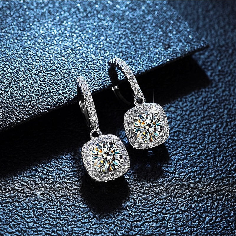 925 Silver Zirconia Pave Hoop Pendant Earrings