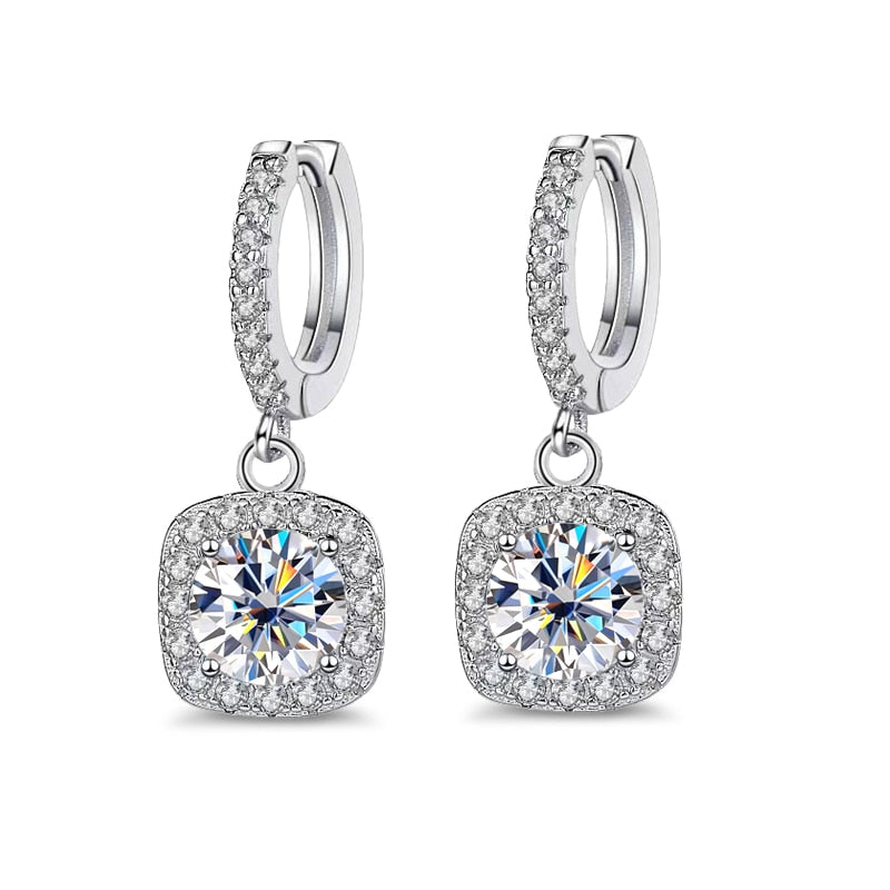 925 Silver Zirconia Pave Hoop Pendant Earrings