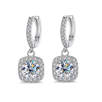 925 Silver Zirconia Pave Hoop Pendant Earrings