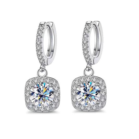 925 Silver Zirconia Pave Hoop Pendant Earrings