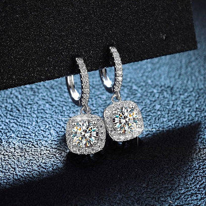 925 Silver Zirconia Pave Hoop Pendant Earrings