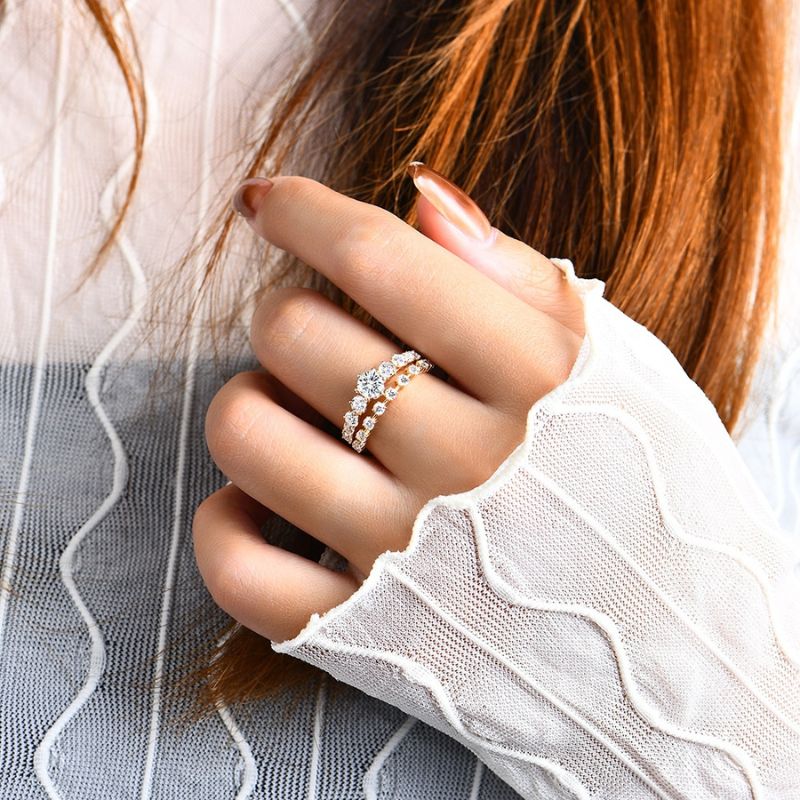 18k Gold-Plated Moissanite Ring
