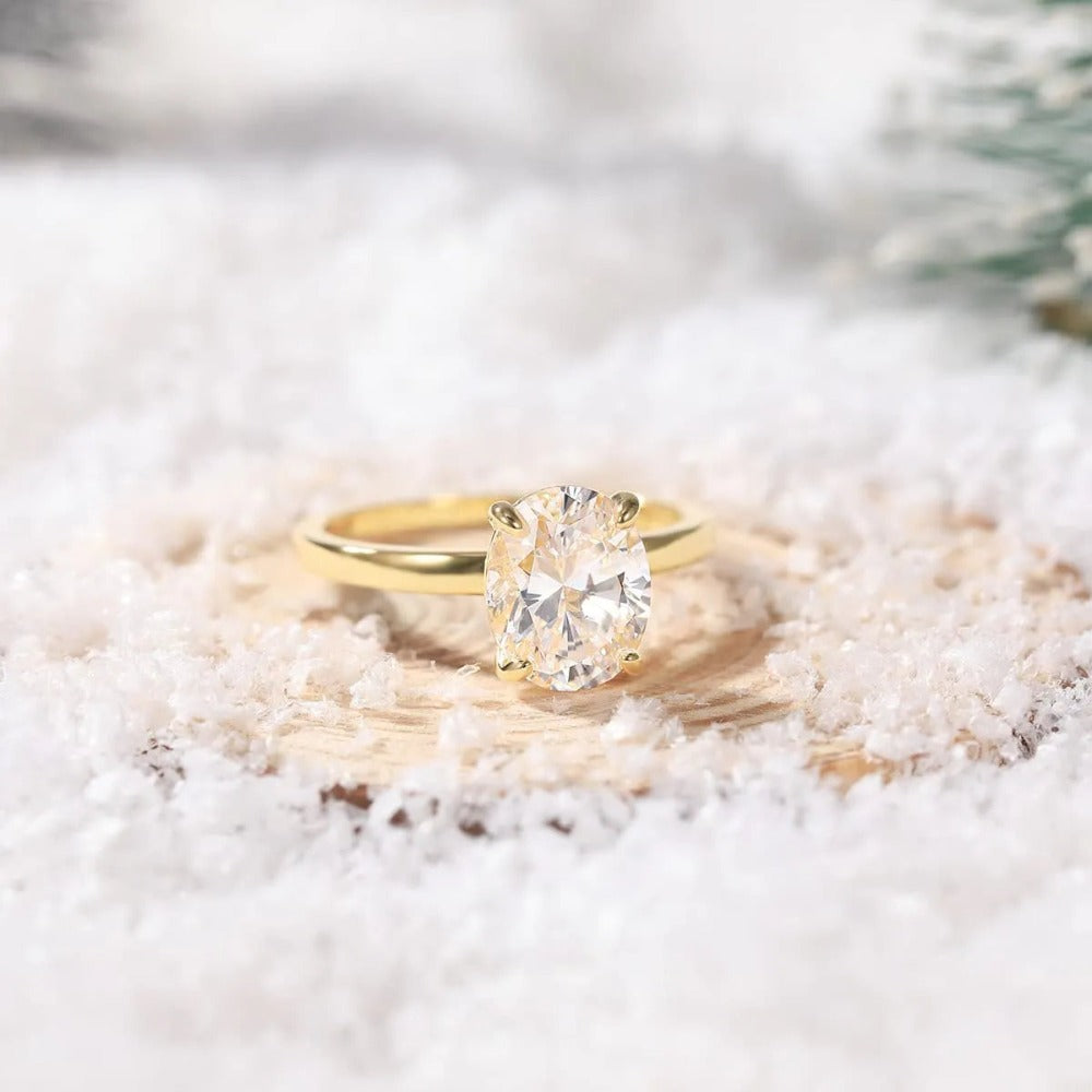 18k Gold-Plated Solitaire Ring