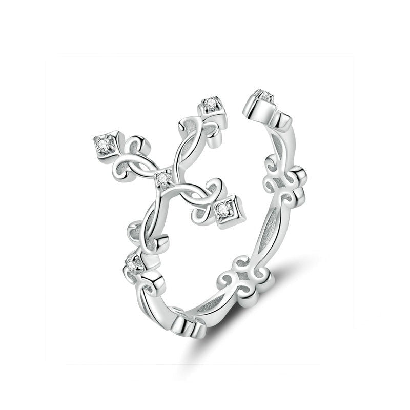 Women’s Adjustable Classic Cross Ring in Sterling Silver 925