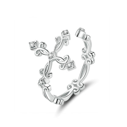Women’s Adjustable Classic Cross Ring in Sterling Silver 925