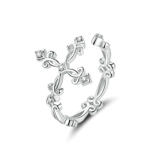 Women’s Adjustable Classic Cross Ring in Sterling Silver 925