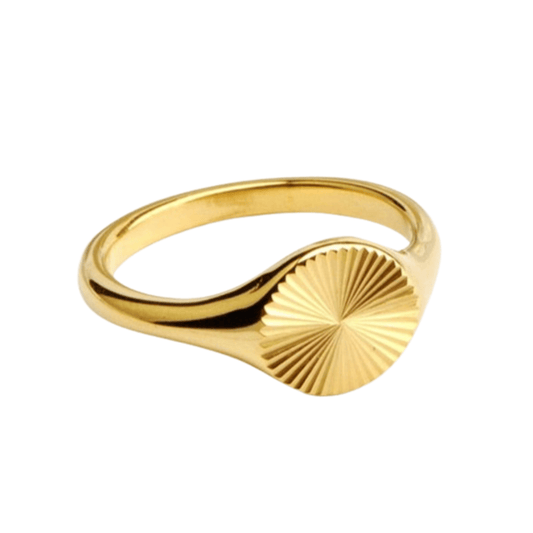 18k Gold Plated Minimalist Round Textured Ring