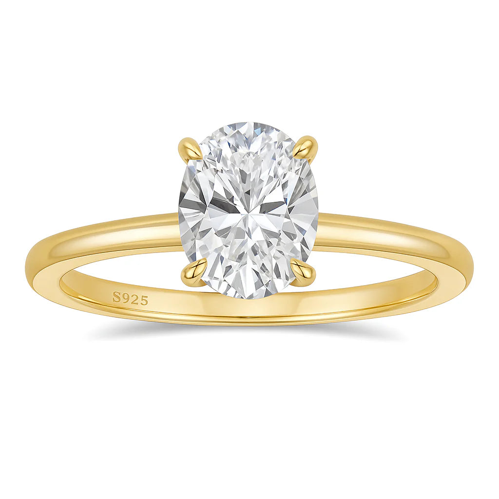 18k Gold-Plated Solitaire Ring