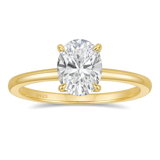18k Gold-Plated Solitaire Ring