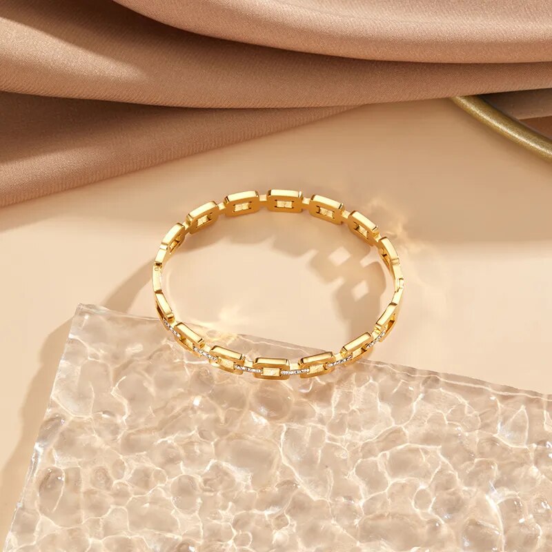 Geometric Bracelet with Cubic Zirconia
