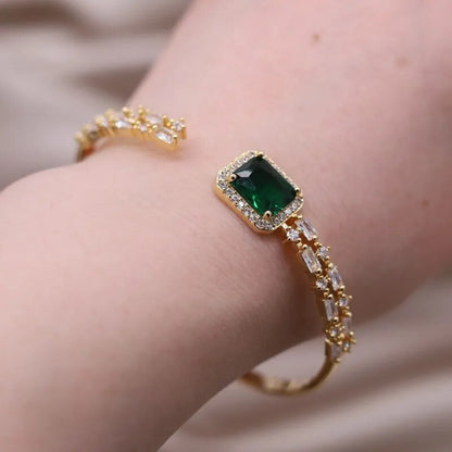 14k Gold-Plated Emerald & Cubic Zirconia Bracelet