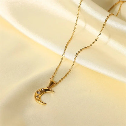 Moon Necklace with Cubic Zirconia