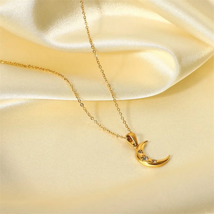 Moon Necklace with Cubic Zirconia