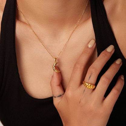 Moon Necklace with Cubic Zirconia