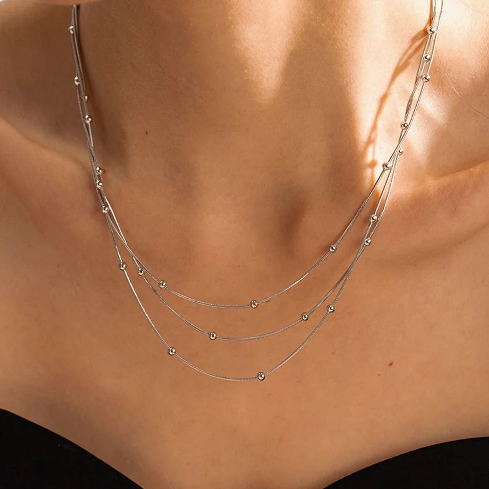 Triple Silver Necklace