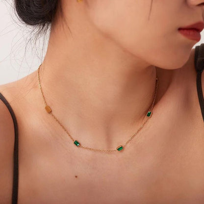 18k Gold-Plated Emerald Necklace