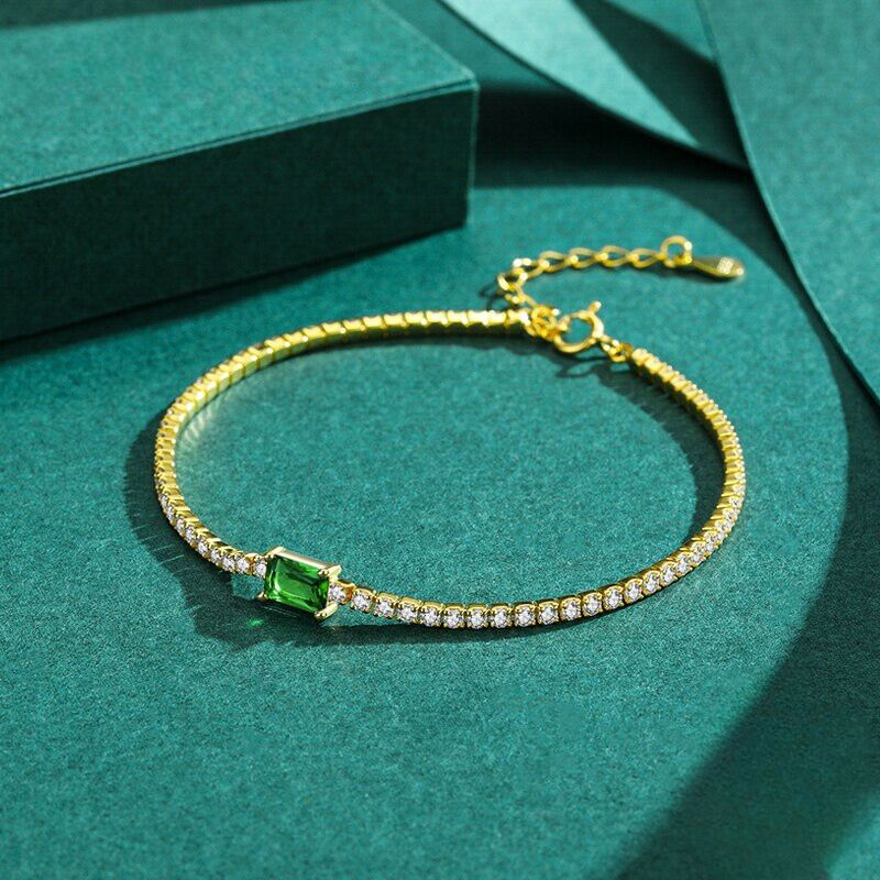 18k Gold-Plated Emerald Zirconia Bracelet