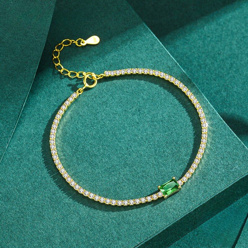 18k Gold-Plated Emerald Zirconia Bracelet