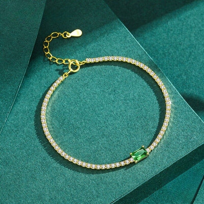 18k Gold-Plated Emerald Zirconia Bracelet