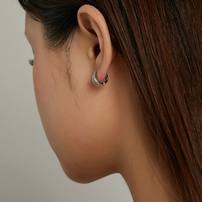 925 Sterling Silver Double Zirconia Hoop Earrings
