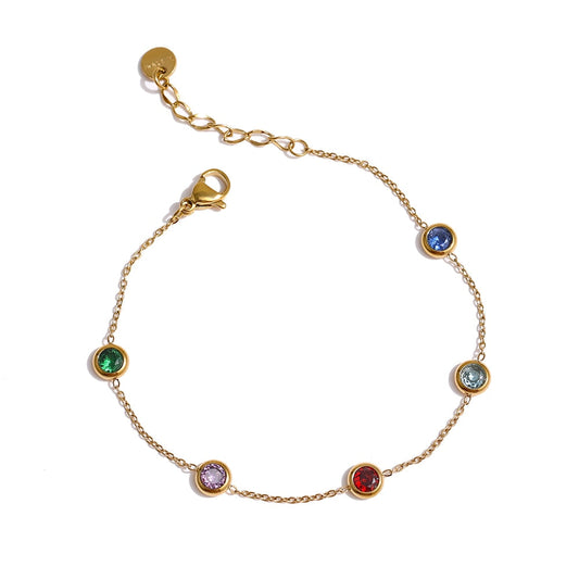 18k Gold Plated Circular Zirconia Bracelet