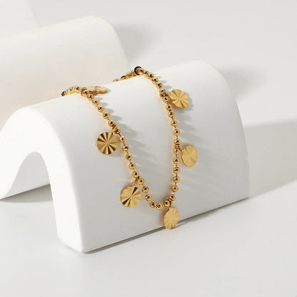 Minimalist Textured Sphere Bracelet – 18k Gold-Plated