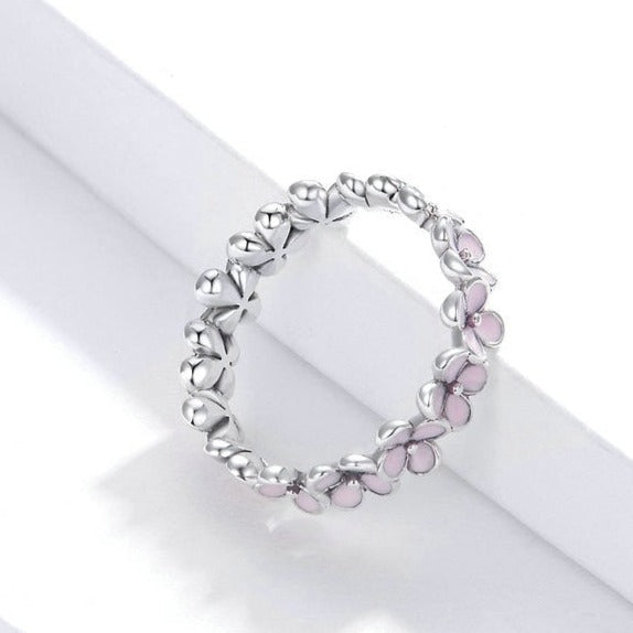 Sterling Silver Pink Flower Ring