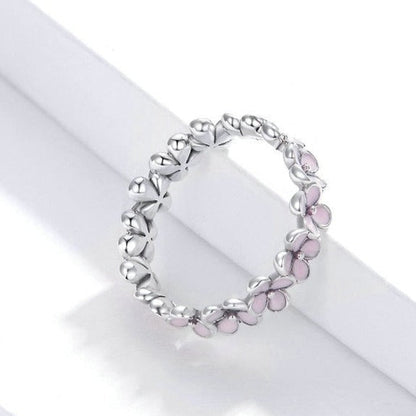 Sterling Silver Pink Flower Ring
