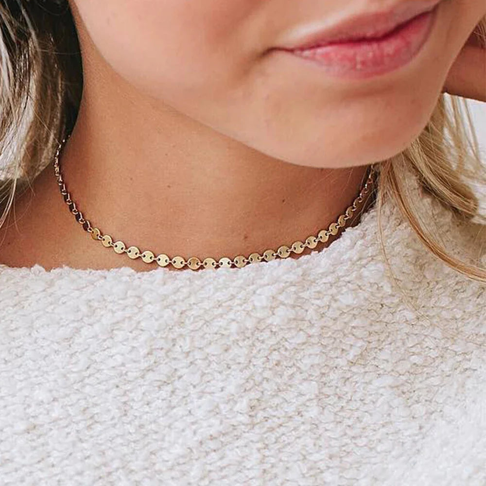 18k Gold-Plated Minimalist Choker Necklace