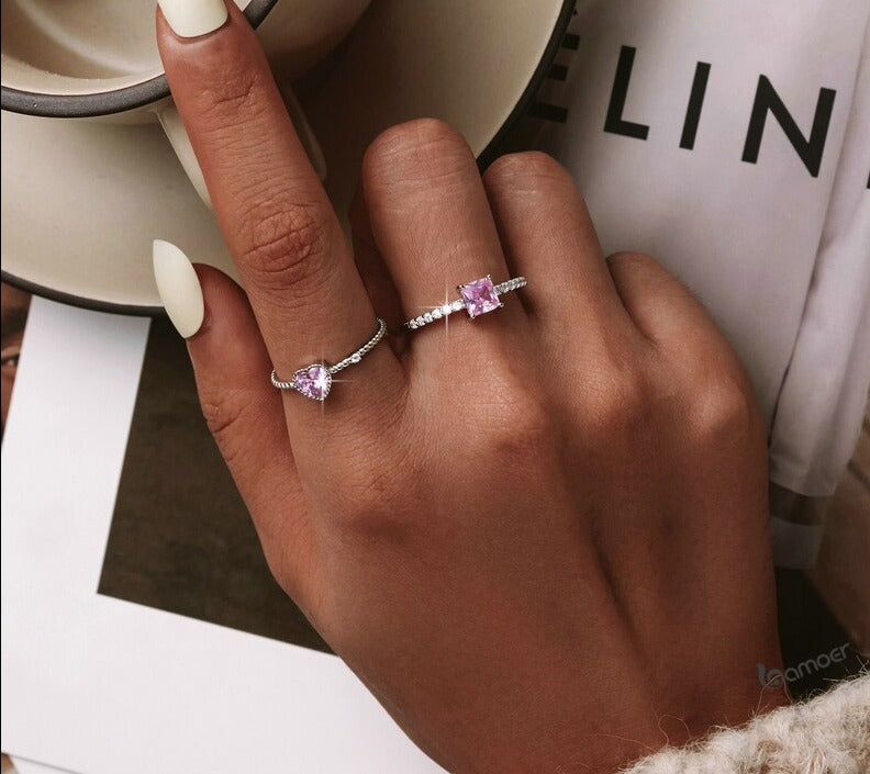 925 Sterling Silver Rings – Romance Rose Collection with Cubic Zirconia